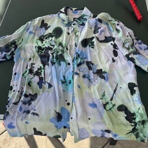 Zara Relaxed Fit Shirt with Abstract Design L